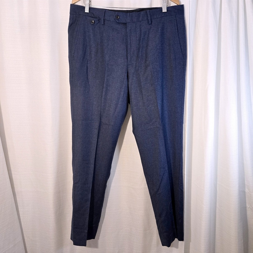 BONOBOS Slim Fit Dress Pants Men 35 Blue Marzotto Italian Wool‎